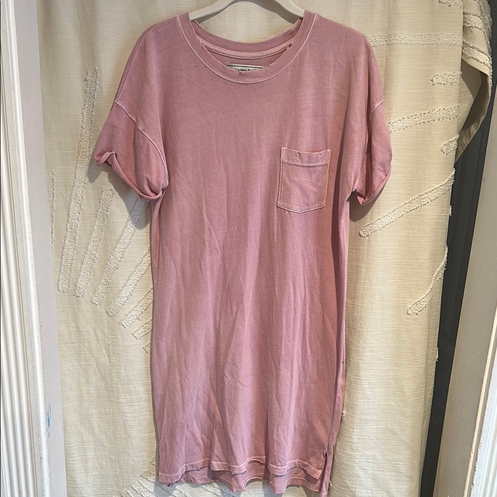 Abercrombie & Fitch Pink Lightly Distressed T-Shirt Dress Size Small